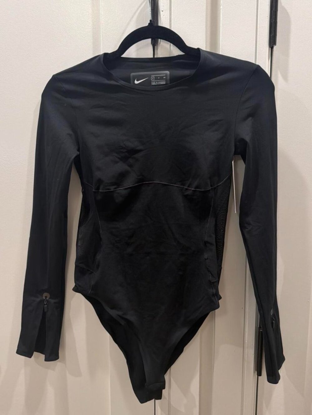 Nike black long sleeve bodysuit with mesh back